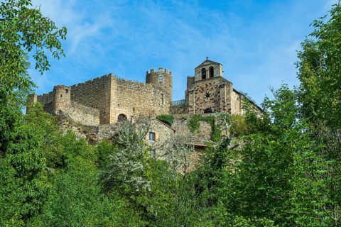 Saint Andre de Chalencon village. Castle and Chapel of Chalencon. Haute Loire. Auvergne Rhone Alpes
