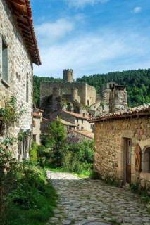 Saint Andre de Chalencon village. Street of Chalencon. Haute Loire. Auvergne Rhone Alpes. France