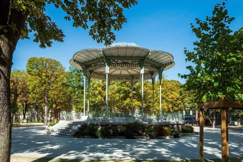 Vichy, listed as World Heritage by UNESCO. Park bandstand. Source Park. Allier. Auvergne Rhone