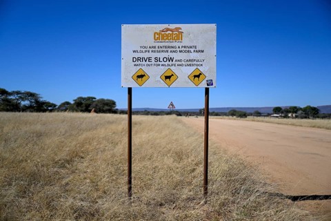 Sign at the entrance to the Field Conservation Centre and Reserve of the Cheetah Conservation Fund