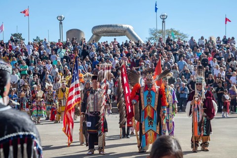 Detroit, Michigan USA - 13 October 2025 - On Indigenous People's Day, Native American tribes held a