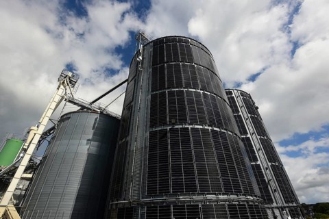 Pellet silos at the Energie-Mann company in the Westerwald