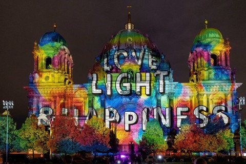 Berlin Cathedral, 21st BERLIN FESTIVAL OF LIGHTS, motto Let's Shine Together, light installations,