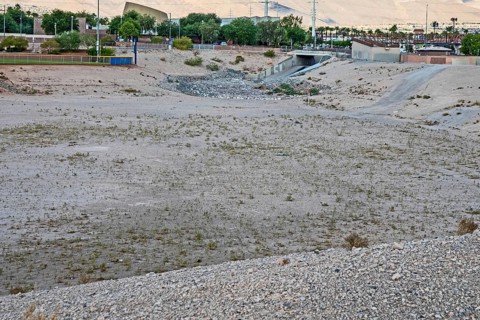 Las Vegas, Nevada - A water detention basin, one of about 100 built by the Clark County Regonal