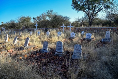 Graves at the German military cemetery at Waterberg, Otjozondjupa region, Namibia