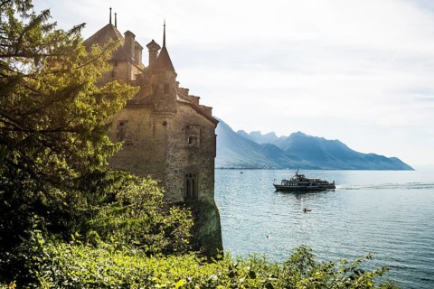 Château de Chillon, Chillon Castle, near Montreux, Lake Geneva, Lac Léman, Canton of Vaud,