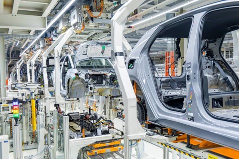 Electric car production in the assembly halls of VW in Zwickau, Zwickau, Saxony, Germany