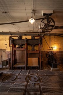 Factory hall with historical machines for the production of cardboard and paper, former paper