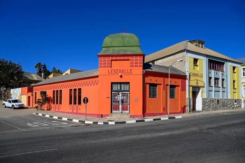 Facade of the former reading hall, Lüderitz, Karas region, Namibia