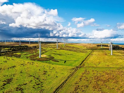 Wind Farm from a drone in southeast Scotland, UK