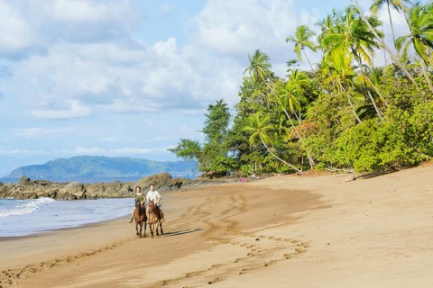 Horseback riding on beach, Drake Bay, Corcovado National Park, Osa Peninsula, Costa Rica