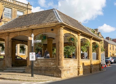 The Market House historic build in town centre, Ilminster, Somerset, England, UK