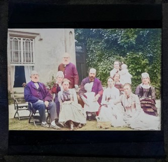Portrait group photograph three generations prosperous middle-class Victorian Edwardian family,