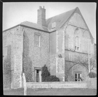 Magic lantern slide of Butley Priory gatehouse building, Butley, Suffolk, England, UK c 1910