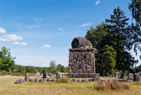 Hermann Löns Denkmal am Wietzer Berg in der Lüneburger Heide. Südheide, Niedersachsen, Deutschland