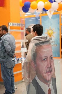 Gaziantep, Türkiye – May 28, 2023. Members of the ruling Justice and Development Party (AKP) follow