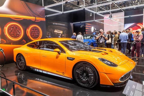 Exhibition stand from Mercedes. Concept AMG GT XX. IAA MOBILITY in Munich. The motor show presents