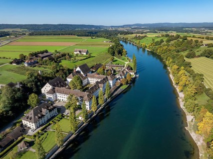 Aerial view of the former convent of the Dominican nuns St Katharinental am Rhein near