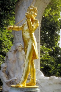 Johann Strauss monument, created in 1921, stands in Vienna City Park, Vienna, Austria