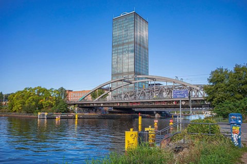 Spree between Treptower Park and the Stralau peninsula in Berlin, Germany