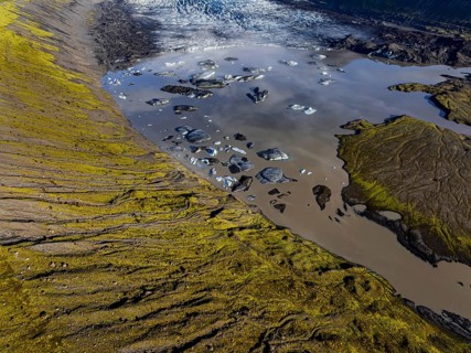 Ice floes, glacier, glacier tongue, glacier lake, sunny, morning mood, mountains, reflection,