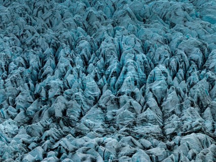 Glacier, glacier tongue, summer, evening mood, clouds, aerial view, Fjallsjökull, Vatnajökull