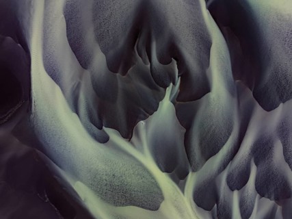 River, river course, river delta, aerial view, sediments, structures, South Iceland, Iceland
