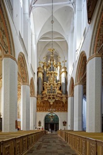 Nave, choir with pews and organ, St Mary's Church, also known as St Mary's Church, basilica, late