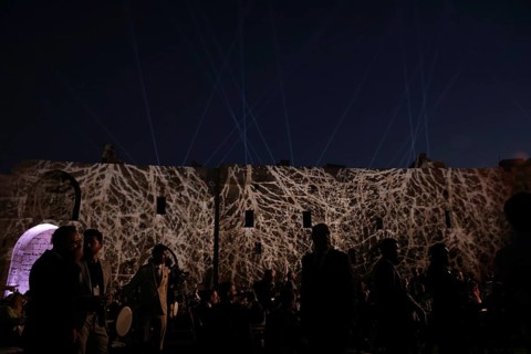 The inauguration of the Syrian Development Fund at Damascus Citadel featured light shows and stage