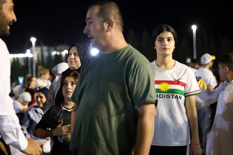Young Kurdish woman visiting the first Damascus International Fair after Assad's fall, Damascus,