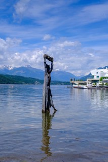 Statue of St Domitian by Giorgio Igne in Lake Millstatt, Millstadt, Carinthia, Austria