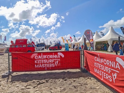 California kitesurfing Masters 2025, Kite Village tents with kite equipment for sale, marketplace,