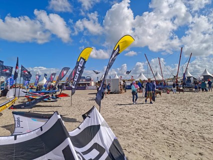 California kitesurfing Masters 2025, Kite Village tents with kite equipment for sale, marketplace,
