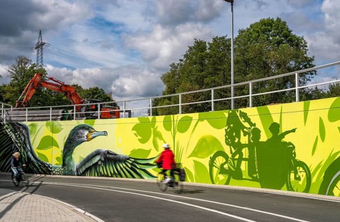 New bicycle tunnel at the junction of the B51 and Warendorfer Straße, in Münster, a bicycle and