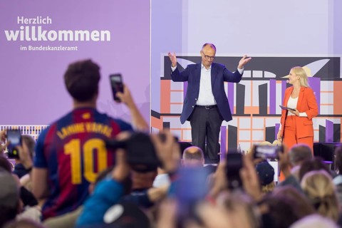 Friedrich Merz (CDU, Chancellor of the Federal Republic of Germany) during a stage talk at the Open