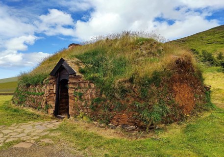 Eiríksstadir, Viking-era longhouse, where the explorer of America Leifur Eiríksson was born,