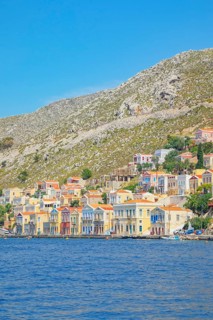 View of Gialos Harbour, Gialos, Symi Island, Dodecanese Islands, Greece