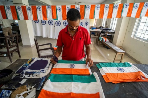 Employees of the Assam Khadi and Village Industries Board working in a manufacturing unit of Indian