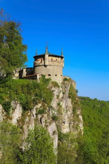 Augustenturm, cannon tower, Lichtenstein Castle, fairytale castle of Württemberg, romantic
