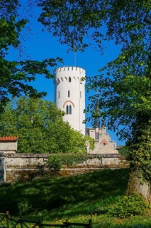 Lichtenstein Castle, fairytale castle of Württemberg, romantic fairytale castle on the eaves of the