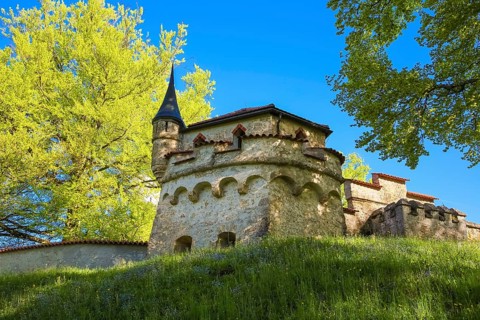 Lichtenstein Castle, fairytale castle of Württemberg, romantic fairytale castle on the eaves of the