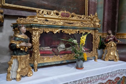 Reliquary sarcophagus of St Lucianus, catacomb saint, Abbey Church of the Assumption of the Virgin