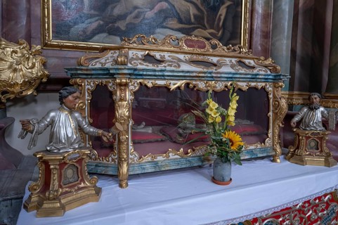 Reliquary sarcophagus of St Urbanus, catacomb shrine, Abbey Church of the Assumption of the Virgin