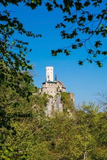 Lichtenstein Castle, fairytale castle of Württemberg, romantic fairytale castle on the eaves of the