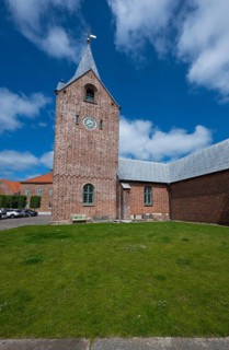 14th century church with tapering tower, Old Town, Ringkøbing, Ringkøbing Fjord, Denmark