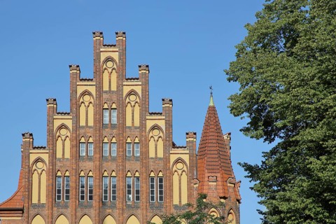 Gable of the Marienwerkhaus, Altes Werkhaus, today's vicarage of the Mariengeimeinde with stepped