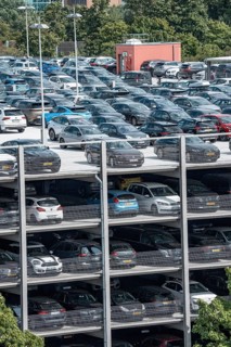 Düsseldorf Airport, multi-storey car park P5, during the summer holidays, full, North