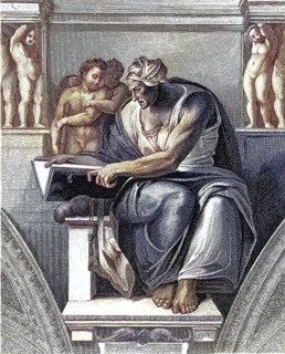 Sibylla Delphica, Sibyl of Delphi, depiction from the Sistine Chapel in the Vatican, Rome, Italy