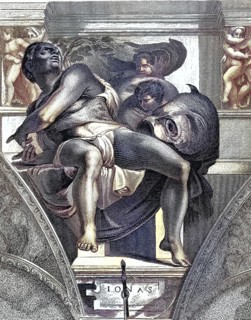 Jonah, prophets in the Tanakh, biblical story, depiction from the Sistine Chapel, Michelangelo,