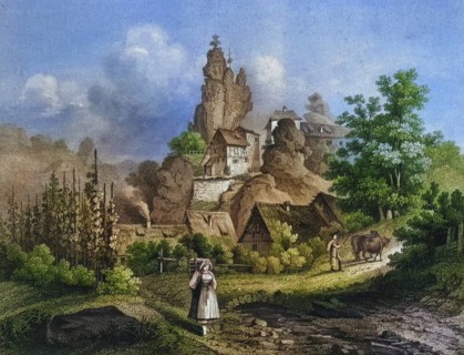 The rock castle in Tüchersfeld, around 1850, Franconian Switzerland, district of Bayreuth, Upper